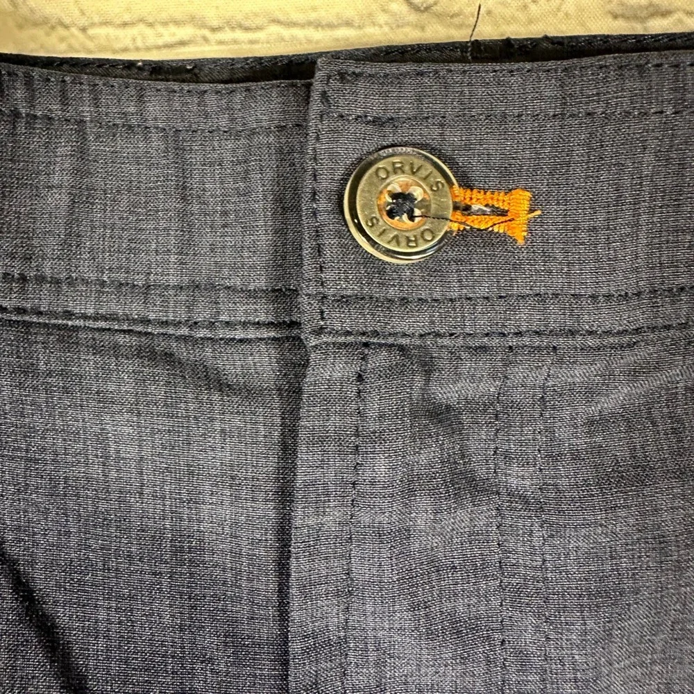 Orvis Mens Performance Shorts Navy‎ Blue Heathered Flat Front Size 42